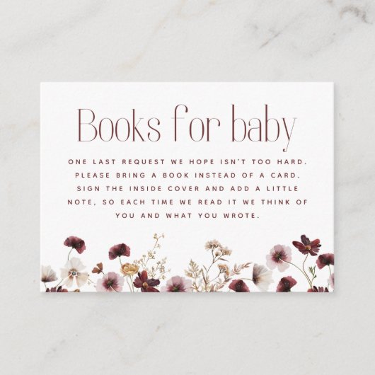 ワイルドフラワー秋の赤ちゃんシャワーベビー エンクロージャーカード (正面)