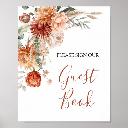 ワイルドフラワー秋インラブベビーシャワーゲストブック ポスター (正面)