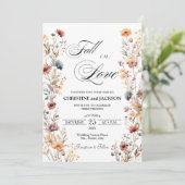 ワイルドフラワー秋インLove QR Code 結婚's 招待状 (スタンド正面)