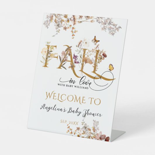 ワイルドフラワー秋エレガントインラブベビーシャワーwelcom 台座サイン (正面)