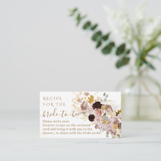 ワイルドフラワー秋エレガントブライダルシャワーレシピ エンクロージャーカード (スタンド正面)