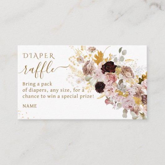 ワイルドフラワー秋エレガントベビーガールシャワーおむつ エンクロージャーカード (正面)