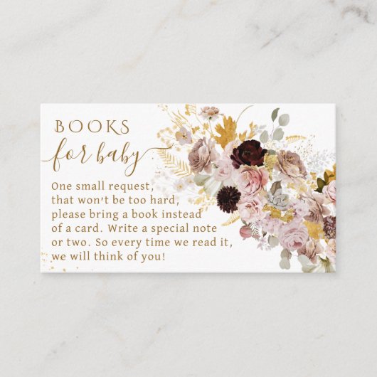 ワイルドフラワー秋エレガントベビーガールシャワーブック エンクロージャーカード (正面)