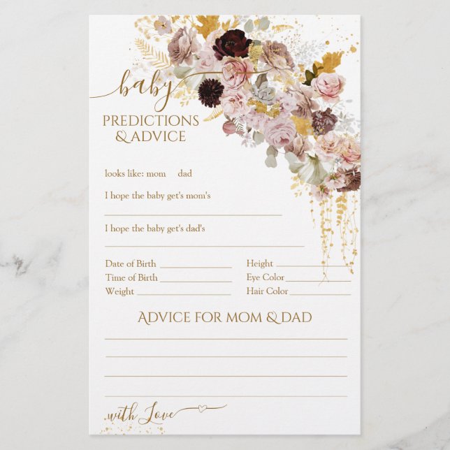 ワイルドフラワー秋エレガントベビーシャワーゲーム (正面)