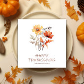 ワイルドフラワー秋エレガント素朴感謝祭 スタンダードカクテルナプキン