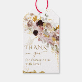 ワイルドフラワー秋エレガント金ゴールドベビーガールシャワー ギフトタグ