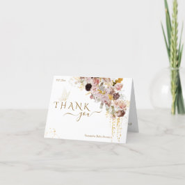 ワイルドフラワー秋エレガント金ゴールドベビーガールシャワー サンキューカード