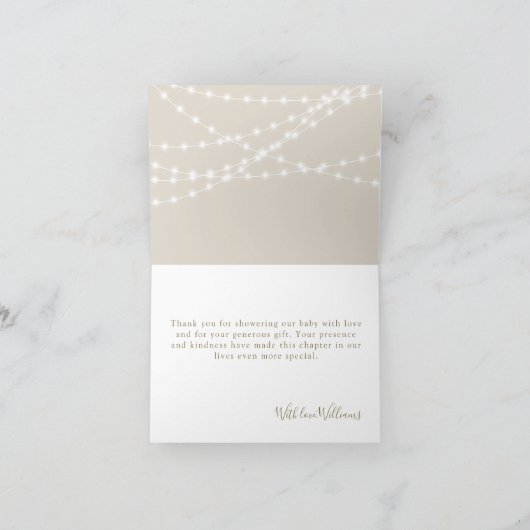 ワイルドフラワー秋エレガント金ゴールドベビーガールシャワー サンキューカード (内部)