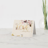 ワイルドフラワー秋エレガント金ゴールドベビーガールシャワー サンキューカード (裏面)