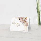 ワイルドフラワー秋エレガント金ゴールドベビーガールシャワー サンキューカード (正面)