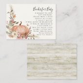 ワイルドフラワー秋カボチャフローラブックスベイビーシャワー エンクロージャーカード (正面/裏面)