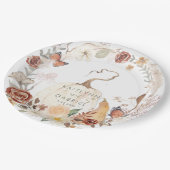 ワイルドフラワー秋フローラかぼちゃ水結婚色の色 ペーパープレート (アングル)