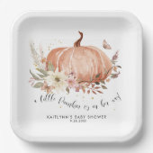 ワイルドフラワー秋フローラカボチャ女の子ベビーシャワー ペーパープレート (正面)