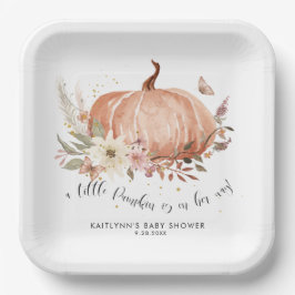 ワイルドフラワー秋フローラカボチャ女の子ベビーシャワー ペーパープレート