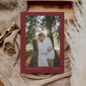 ワイルドフラワー秋フローラブルガンディ結婚フォト 招待状