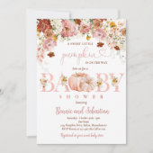 ワイルドフラワー秋フローラ素朴カボチャ赤ちゃんシャワー 招待状 (正面)