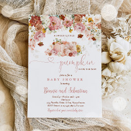 ワイルドフラワー秋フローラ素朴カボチャ赤ちゃんシャワー 招待状