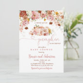 ワイルドフラワー秋フローラ素朴カボチャ赤ちゃんシャワー 招待状 (スタンド正面)