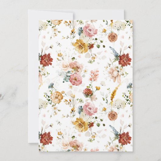 ワイルドフラワー秋フローラ素朴カボチャ赤ちゃんシャワー 招待状 (裏面)