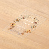 ワイルドフラワー秋フローラ結婚アーチ アクリル招待状 (レイダウン)