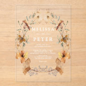 ワイルドフラワー秋フローラ結婚アーチ アクリル招待状 (正面)