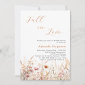 ワイルドフラワー秋ラブピーチピンクブライダルシャワー 招待状 (正面)