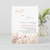 ワイルドフラワー秋ラブピーチピンクブライダルシャワー 招待状 (スタンド正面)