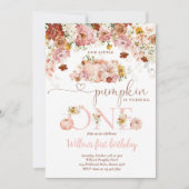 ワイルドフラワー秋素朴フローラカボチャ1st誕生日 招待状 (正面)