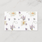 ワイルドフラワー素朴な紫色の赤ちゃんシャワー推測ゲーム エンクロージャーカード (裏面)