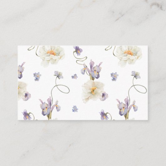 ワイルドフラワー素朴な紫色の赤ちゃんシャワー推測ゲーム エンクロージャーカード (裏面)