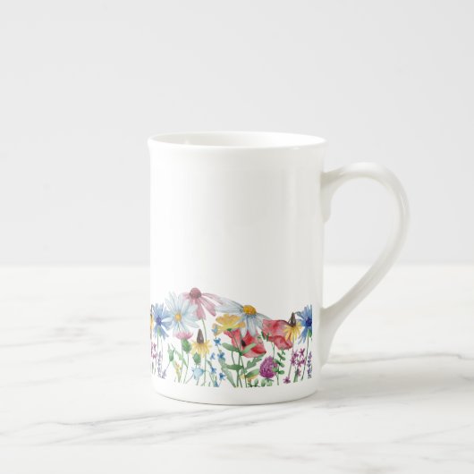 ワイルドフラワー素朴による名縁ど前の定義 ボーンチャイナマグカップ (右)