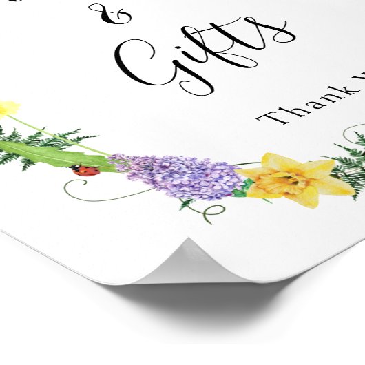 ワイルドフラワー素朴のウェディングカードギフトサイン ポスター (角)