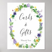ワイルドフラワー素朴のウェディングカードギフトサイン ポスター (正面)