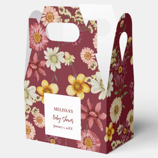 ワイルドフラワー素朴のバーガンの赤ちゃんシャワー フェイバーボックス (オープン)