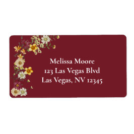 ワイルドフラワー素朴のバーガンの赤ちゃんシャワー ラベル