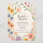 ワイルドフラワー素朴のブライダルシャワーへの招待 招待状 (正面/裏面)