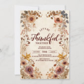 ワイルドフラワー素朴の収穫感謝祭ディナー 招待状 (正面)