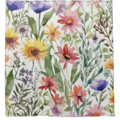 ワイルドフラワー素朴の水の色をテーマにした シャワーカーテン (正面)