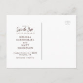 ワイルドフラワー素朴の水彩日付を保存結婚する 案内ポストカード (裏面)