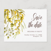 ワイルドフラワー素朴の水彩日付を保存結婚する 案内ポストカード (正面)