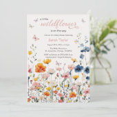 ワイルドフラワー素朴の水彩赤ちゃんシャワー 招待状 (スタンド正面)