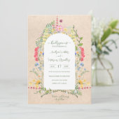 ワイルドフラワー素朴の水彩 招待状 (スタンド正面)