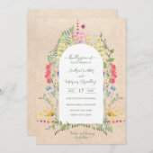 ワイルドフラワー素朴の水彩 招待状 (正面/裏面)