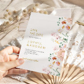 ワイルドフラワー素朴の結婚式の日付を保存 招待状