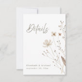 ワイルドフラワー素朴の結婚詳細のエンクロージャカード 招待状 (正面)