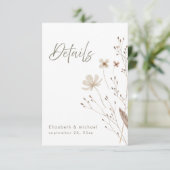 ワイルドフラワー素朴の結婚詳細のエンクロージャカード 招待状 (スタンド正面)