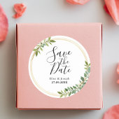 ワイルドフラワー素朴の緑の結婚式の日付を保存 ラウンドシール