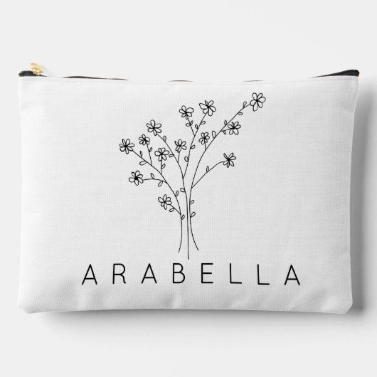 ワイルドフラワー素朴の花嫁付き女性の名前 アクセサリーポーチ (正面)