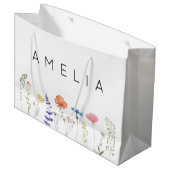 ワイルドフラワー素朴の花嫁付き女性の名前 ラージペーパーバッグ (正面アングル)