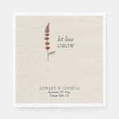 ワイルドフラワー素朴は愛が成長シンプルするの結婚 スタンダードランチョンナプキン (正面)